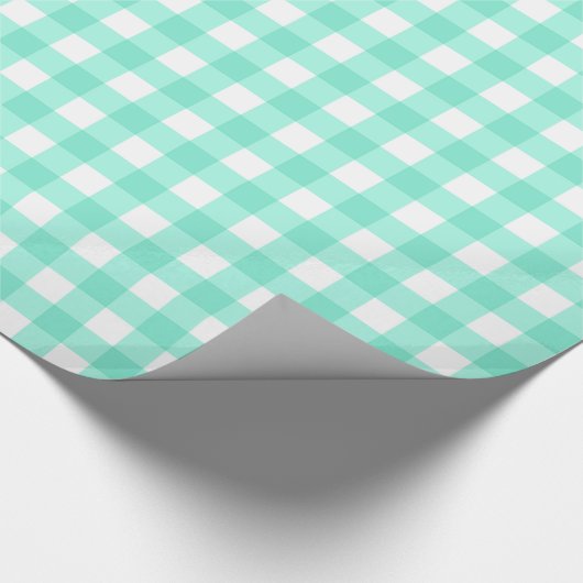 Mint Green Classic Gingham Checkered Pattern Cadeaupapier (Hoek)