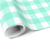 Mint Green Classic Gingham Checkered Pattern Cadeaupapier (Rol Hoek)