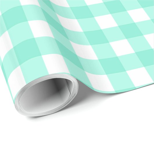Mint Green Classic Gingham Checkered Pattern Cadeaupapier (Rol Hoek)