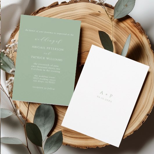 Mint Green Classic Minimal Wedding Kaart