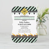 Mint Green Construction Baby shower Invitation Kaart (Staand voorkant)