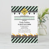 Mint Green Construction Baby shower Invitation Kaart (Staand voorkant)