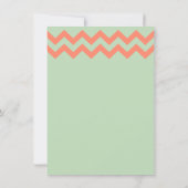 Mint Green & Coral Chevron Wedding Invitation Kaart (Achterkant)