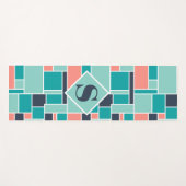 Mint Green Coral Monogram Geometrische kunst Yogamat (Voorkant (horizontaal))