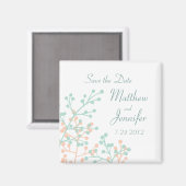Mint Green & Coral Save the Date Magnet - Vierkant (Voorkant / Achterkant)