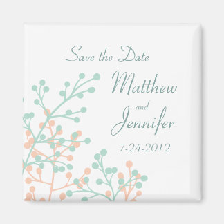 Mint Green & Coral Save the Date Magnet - Vierkant