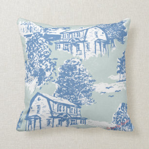 Mint Green & Cornflower Blue Toile Design Kussen