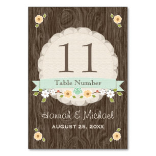 MINT GREEN COUNTRY CHARM TROUWTAFEL NUMMER KAART