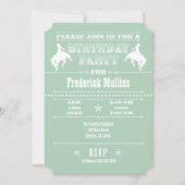 Mint Green Cowboy Rodeo Birthday Party Invitation Kaart (Voorkant)
