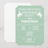 Mint Green Cowboy Rodeo Birthday Party Invitation Kaart (Voorkant / Achterkant)