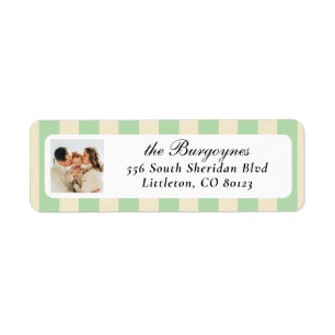 Mint Green Cream Chic Vertical Stripes Foto Etiket