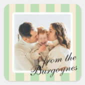 Mint Green Cream Chic Vertical Stripes Foto Vierkante Sticker (Voorkant)