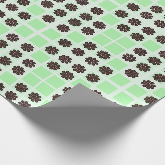 Mint Green Cream Chocolade Chip Quilt Patroon Cadeaupapier (Hoek)