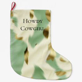 Mint Green Cream Gold Koeienhuid Grote Kerstsok