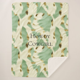 Mint Green Cream Gold Koeienhuid Sherpa Deken