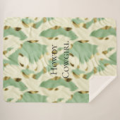 Mint Green Cream Gold Koeienhuid Sherpa Deken (Voorkant (horizontaal))