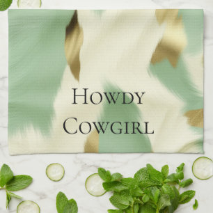 Mint Green Cream Gold Koeienhuid Theedoek