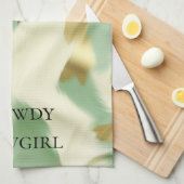 Mint Green Cream Gold Koeienhuid Theedoek (Quarter Fold)