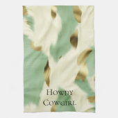 Mint Green Cream Gold Koeienhuid Theedoek (Verticaal)