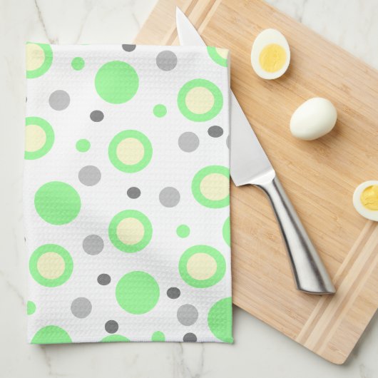 Mint Green Cream Gray Polka Dots Theedoek (Quarter Fold)