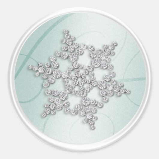 Mint Green Crystal Snowflake Envelope Seal Ronde Sticker (Voorkant)