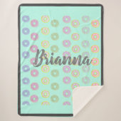 Mint Green Custom Name Donut Sherpa Blanket Deken (Voorkant)