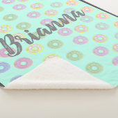Mint Green Custom Name Donut Sherpa Blanket Deken (3/4)