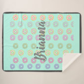 Mint Green Custom Name Donut Sherpa Blanket Deken (Voorkant (horizontaal))