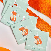 Mint Green Cute Fox Party Pet Woodland Birthday Bedankjes Labels