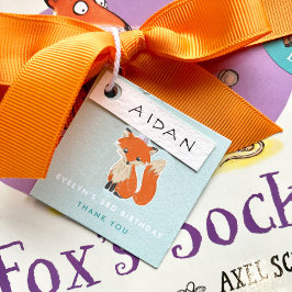 Mint Green Cute Fox Party Pet Woodland Birthday Bedankjes Labels