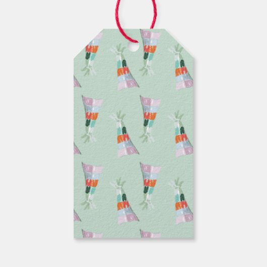 Mint Green Cute Fox Party Pet Woodland Hartelijk d Cadeaulabel (Achterkant)