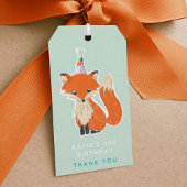 Mint Green Cute Fox Party Pet Woodland Hartelijk d Cadeaulabel
