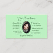 Mint Green Cute Heart Chic met Monogram en Foto Visitekaartje (Achterkant)