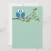 Mint Green Cute Owl on Branch Baby Shower Kaart (Achterkant)