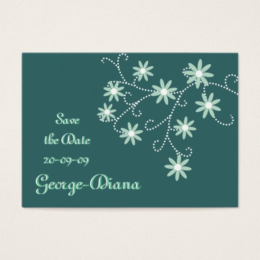 Mint Green Daisies Betaalbaar Sla de Datumkaarten  Visitekaartjes (Voorkant)