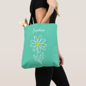 Mint Green Daisy Flower Personalized  Tote Bag (Dichtbij)