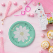 Mint Green Daisy Summer Picnic Aangepaste papieren Bordje (Feest)