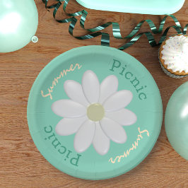 Mint Green Daisy Summer Picnic Aangepaste papieren Papieren Bordje