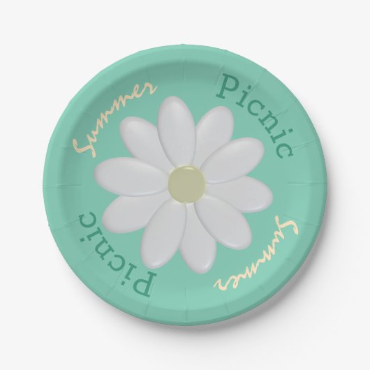 Mint Green Daisy Summer Picnic Aangepaste papieren Papieren Bordje (Voorkant)