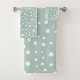 Mint Green Dalmatian Spots, Dalmatiaanse Stippen,  Bad Handdoek