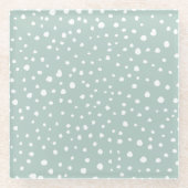 Mint Green Dalmatian Spots, Dalmatiaanse Stippen, Glazen Onderzetter (Voorkant)