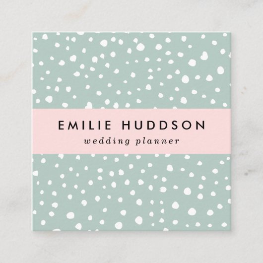 Mint Green Dalmatian Spots, Dalmatiaanse Stippen,  Vierkante Visitekaartje (Voorkant)