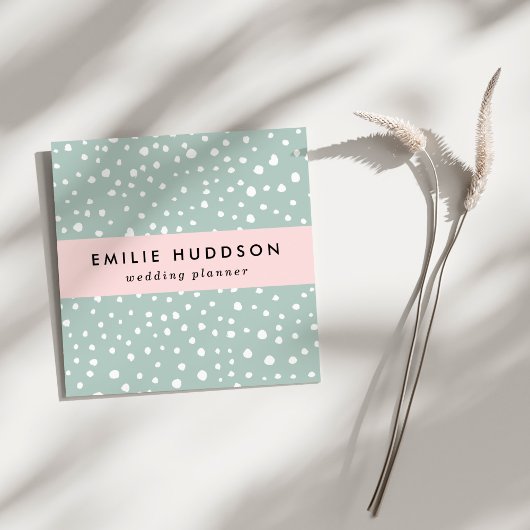 Mint Green Dalmatian Spots, Dalmatiaanse Stippen, Vierkante Visitekaartje