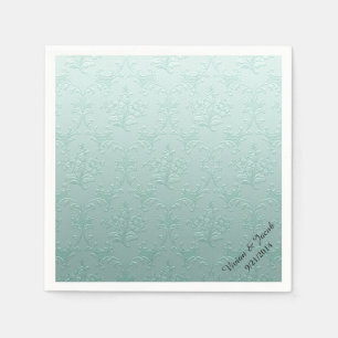 Mint Green Damask Aangepaste Bruiloft Servetten