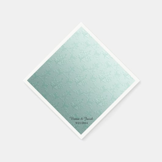 Mint Green Damask Aangepaste Bruiloft Servetten (Hoek)
