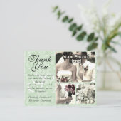 Mint Green Damask Bruiloft Dank u Kaart 3 Foto's (Staand voorkant)