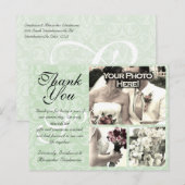 Mint Green Damask Bruiloft Dank u Kaart 3 Foto's (Voorkant / Achterkant)