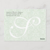 Mint Green Damask Bruiloft Dank u Kaart 3 Foto's (Achterkant)