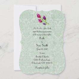 Mint Green Damask Custom 5 "x 7" Uitnodigingen