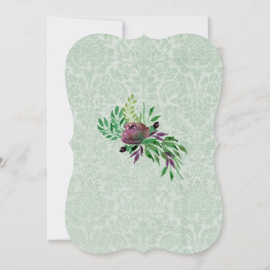 Mint Green Damask Custom 5 "x 7" Uitnodigingen (Achterkant)